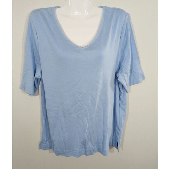 Chico's Blue The Ultimate V-Neck Supima Cotton Soft Casual Top Women's XL - Picture 1 of 7